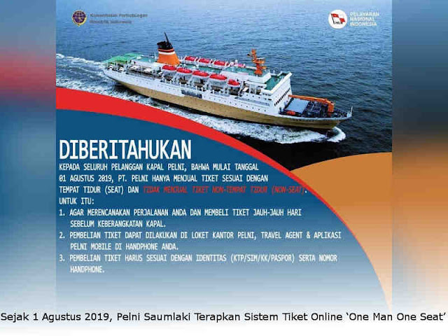 Sejak 1 Agustus 2019, Pelni Saumlaki Terapkan Sistem Tiket Online ‘One Man One Seat’