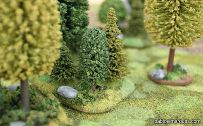 Bosque verde y verde amarillento