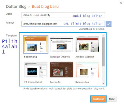 Mudah membuat blog di Blogger