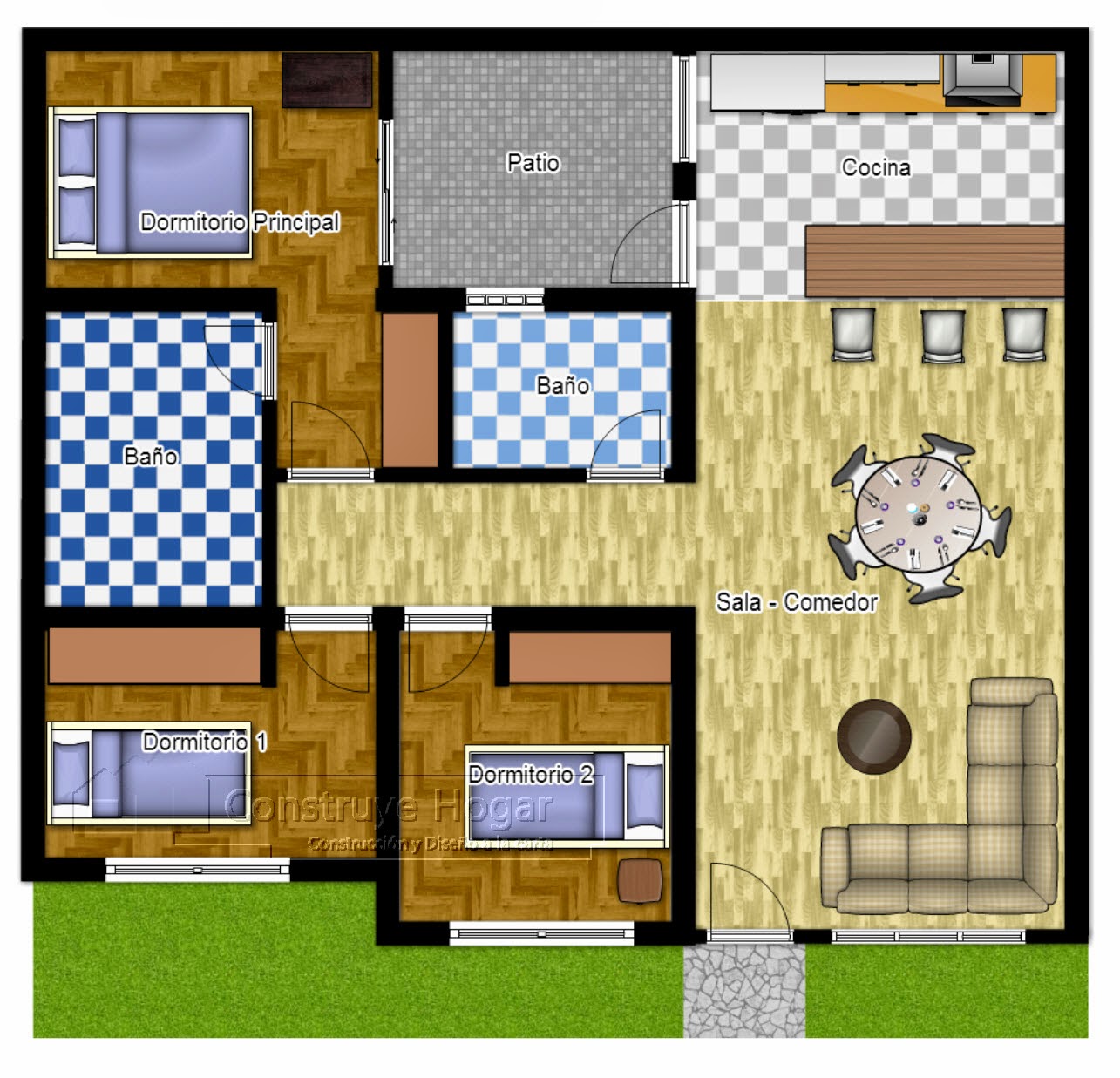 Desain Rumah Minimalis 1 Lantai 3 Kamar Tidur - Gambar 