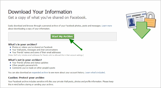 facebook archive download screenshot