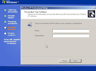 windows XP installation