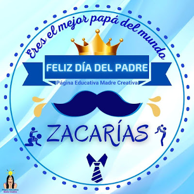 Solapín Nombre Zacarías para redes sociales por Día del Padre