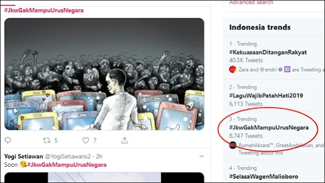 Aksi Berlangsung, Tagar #JkwGakMampuUrusNegara Curi Panggung Trending Topic