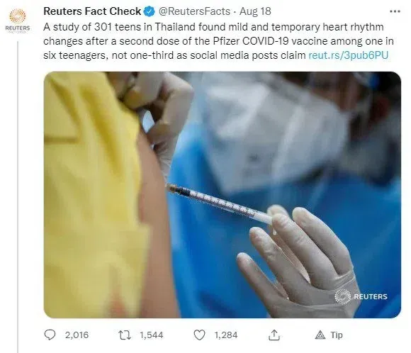 Reuters ‘Fact Checkers’ Forced to Admit That 1 in 6 Teens Develop Heart Problems after COVID Jab