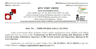 IGM Kolkata Recruitment 2022 19 Junior Technician Posts