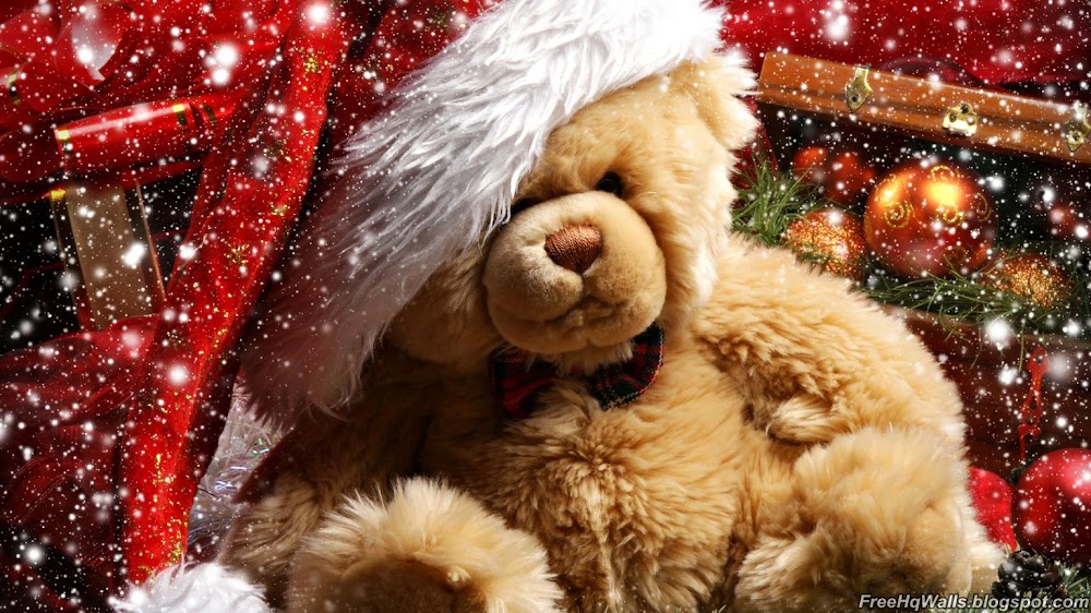 Cute Christmas Teddy Bear Wallpaper