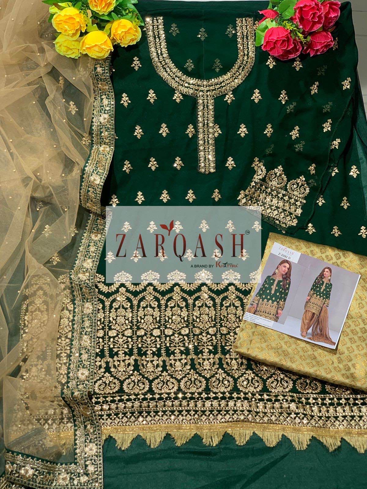 Z 2092 Ad Zarqash Pakistani Salwar Suits Manufacturer Wholesaler