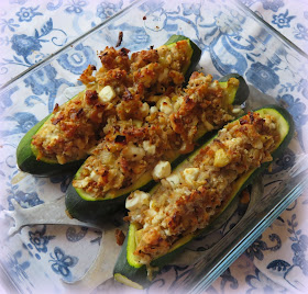 Stuffed Zucchini with Toasted Walnuts & Feta