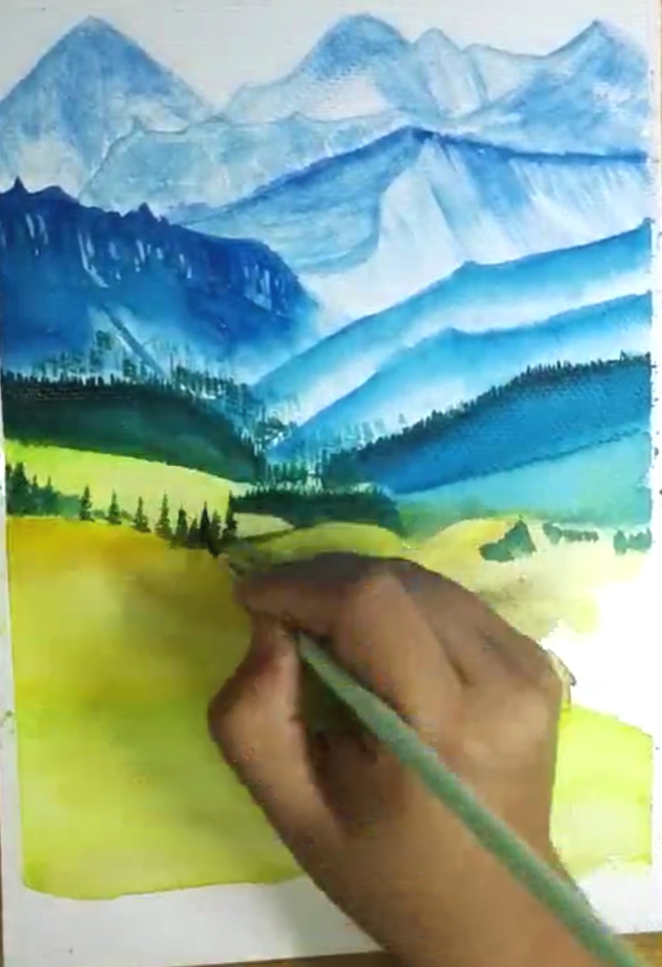 How to Draw Europe Landscapes in Autumn Mountains with Watercolor