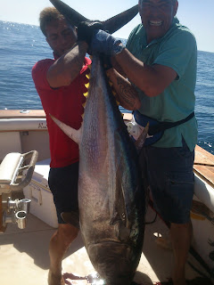 trolling fishing, deep sea. Charter fishing boat Marbella.