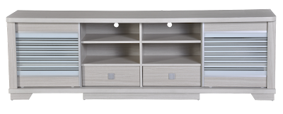 White| Particle Board| 8 shelves 2 drawers| Sliding Doors| Length 180cm Height 57cm Depth 45cm| Maximum TV size 65"