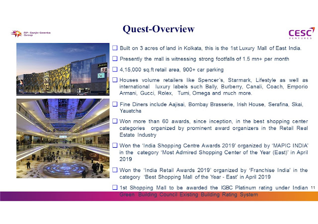 overview of quest mall in Kolkata which is owned by cesc ventures