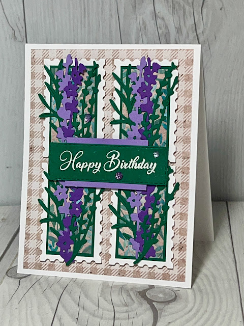Birthday card using the Perennial Postage Dies from the Perennial Lavender Suite