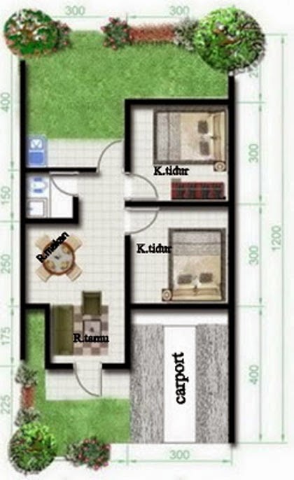 Contoh Denah Rumah Type 36  Desain Rumah Sederhana 