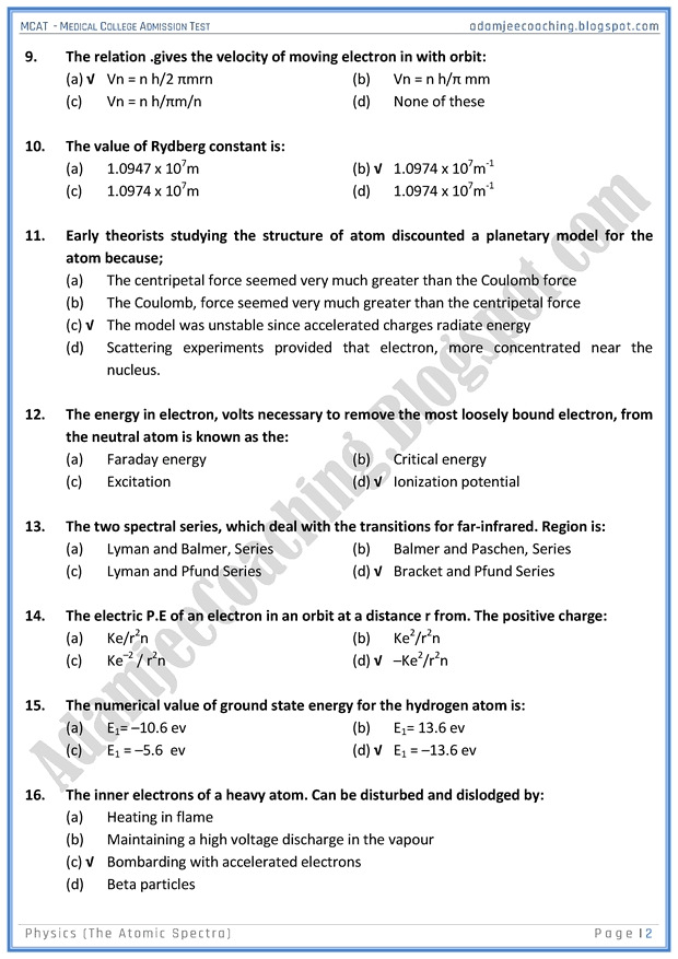 mcat-physics-the-atomic-spectra-mcqs-for-medical-entry-test