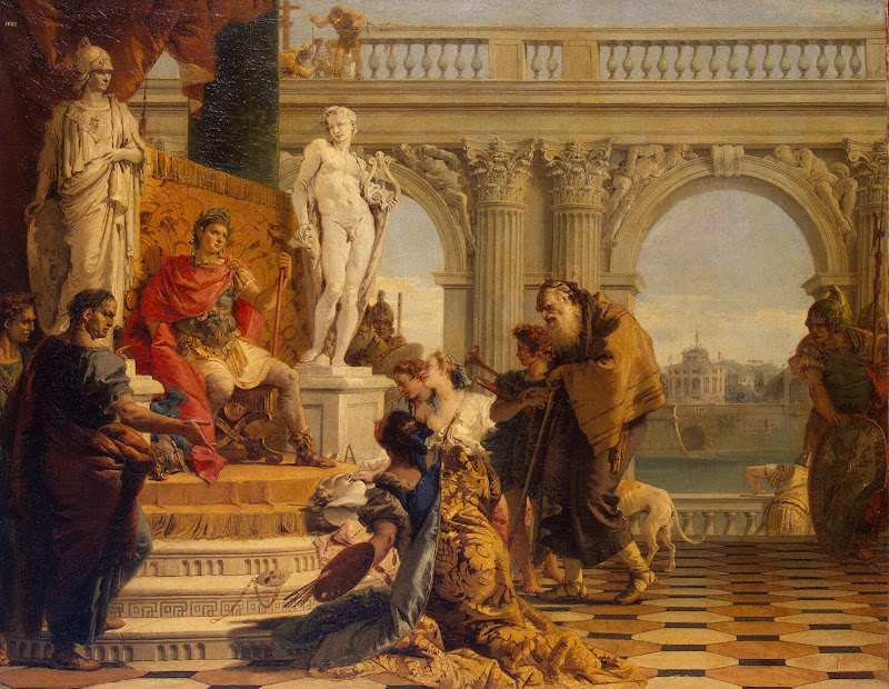Maecenas Presenting the Liberal Arts to Emperor Augustus by Giovanni Battista Tiepolo - History Paintings from Hermitage Museum