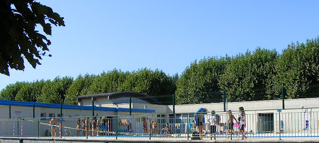 School swimming at public pool. Indre et Loire. France. Photo by Loire Valley Time Travel.