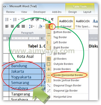  Gambar: Mengganti dan mengatur border tabel dengan cepat di microsoft word