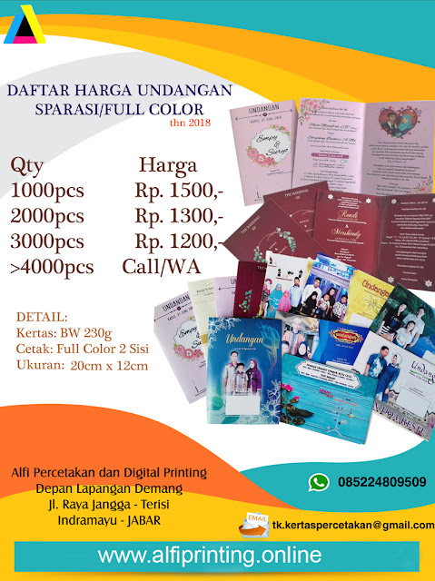 Daftar harga undangan pernikahan sparasi indramayu