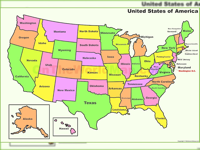 Map Of The United States Labeled