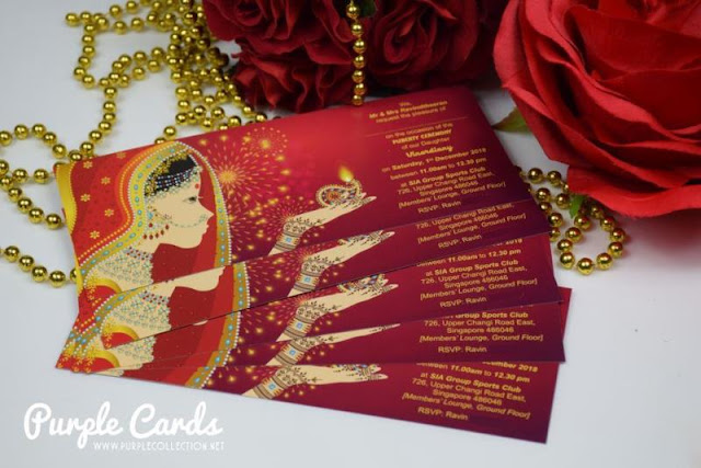puberty ceremony invitation cards, personalize, personalise, custom made, design, indian, tamil, hindu, singapore, johor bahru, kuala lumpur, seremban, penang, perak, ipoh, pahang, melaka, family, invites, e-card, digital, envelope, art card, matt, pearl, metallic, bespoke, red gold, deepavali, theme