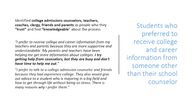 Quotes from students who preferred to receive college and career information from someone other than their school counselor