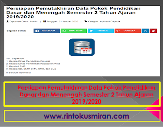 Persiapan Pemutakhiran Data Pokok Pendidikan Dasar dan Menengah Semester 2 Tahun Ajaran 2019/2020