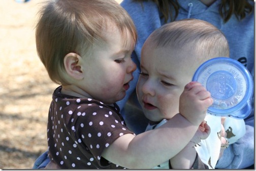 olivia telling collin secrets to distract him from her snack stealing ways