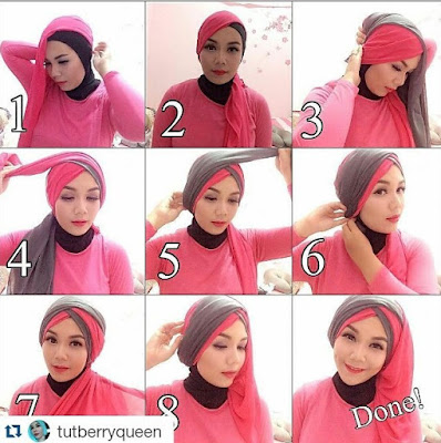 tutorial model hijab pashmina pesta modern terbaru