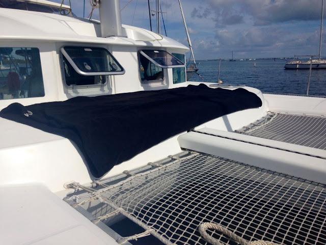 Fender Cover on a sailing catamaran