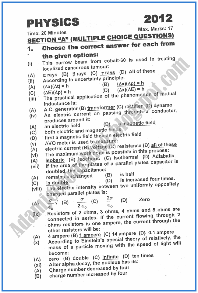 Physics-2012-past-year-paper-class-XII