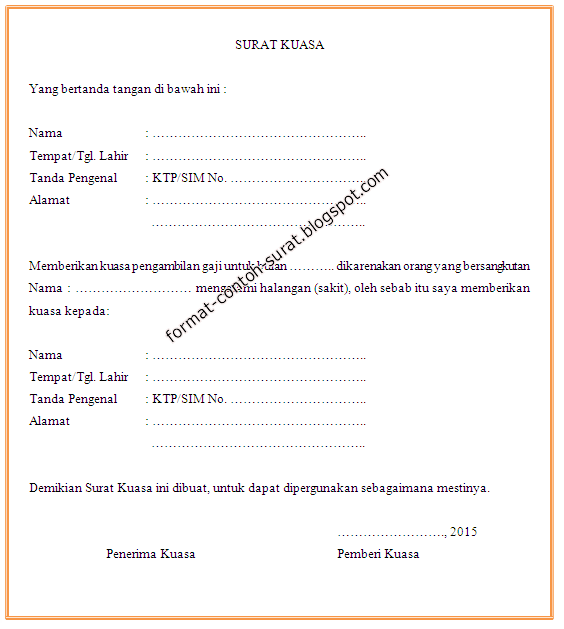 Contoh Surat Kuasa Pengambilan Gaji Pdf