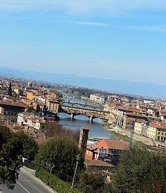 a closeup of the river Arno and the city Florence on its banks
