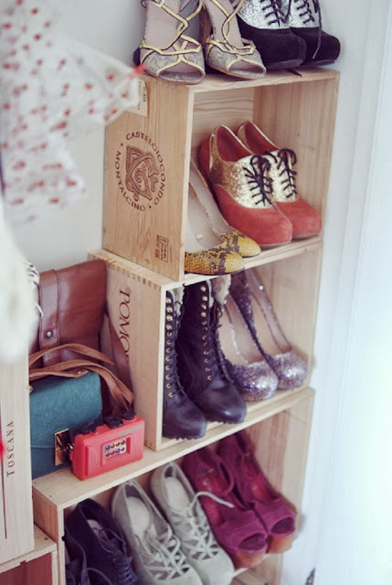 Shoe Storage in Crates