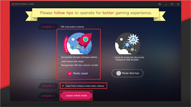 Rekomendasi Pengaturan Awal KOPLAYER