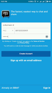 Sign in BBM Dengan Nomor Telepon