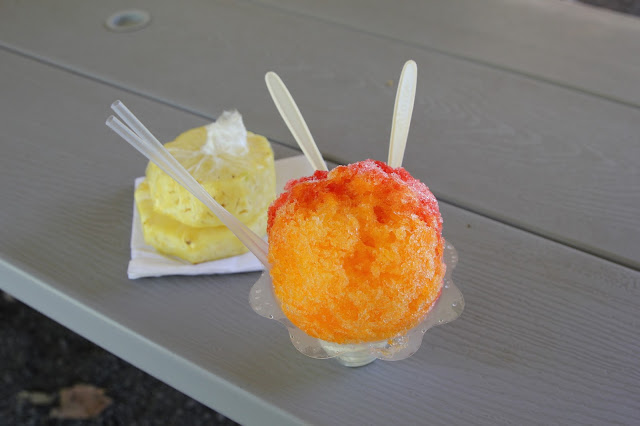 pineapple and shaved ice from Aunty Sandy's on the Road to Hana in Maui