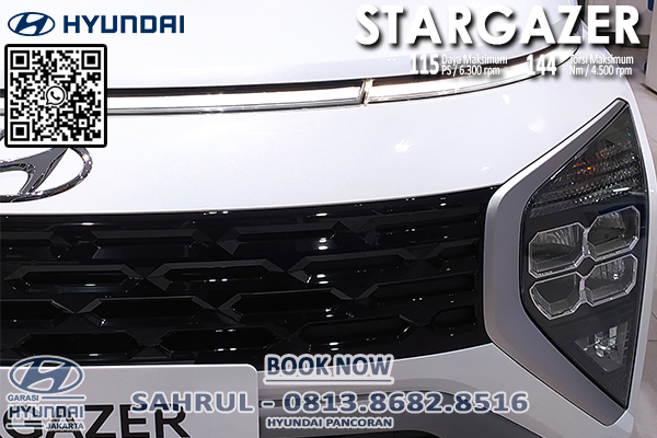 Eksterior Hyundai STARGAZER desain Grill depan dan Headlamp dilengkapi dengan lampu DRL yang memebri kesan mewah