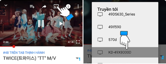Chiếu màn hình Youtube từ điện thoại lên tivi Samsung