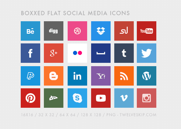 Boxxed: 24 Free Flat Social Media Icons