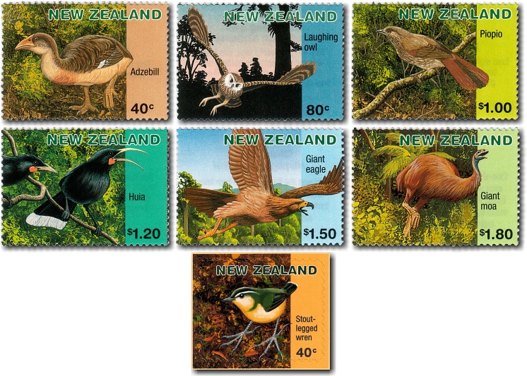 Virtual New Zealand Stamps 1996 Extinct New Zealand Native Birds