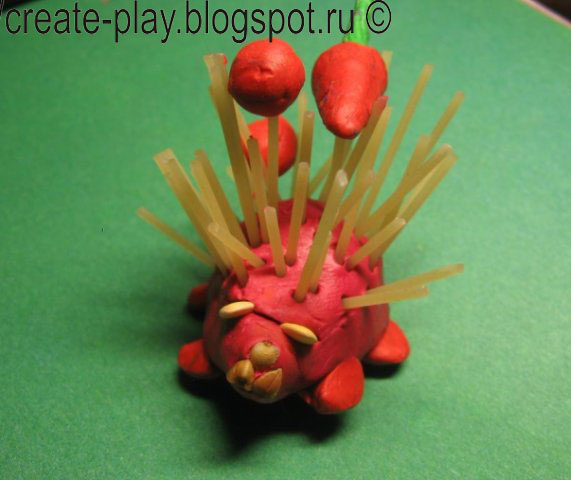 hedgehog from clay and pasta