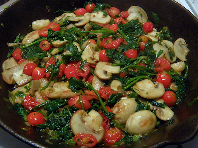 Sauteed Mushrooms, Spinach, Onions, and Tomatoes