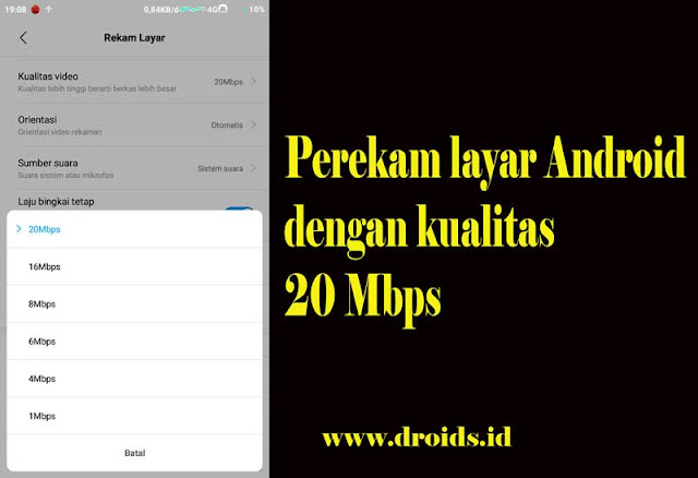 Trik Merekam Layar Android dengan Audio System dan Jernih Qualitas  Trik Merekam Layar Android dengan Audio System dan Jernih Qualitas 20 Mbps