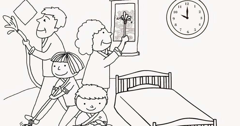 Download House Cleaning Family Coloring Pages