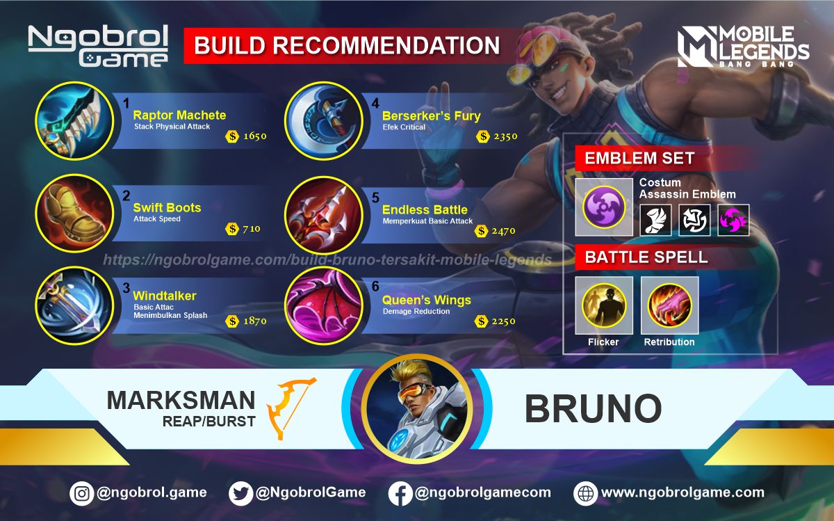 Build Bruno Sick 2021 Mobile Legends 