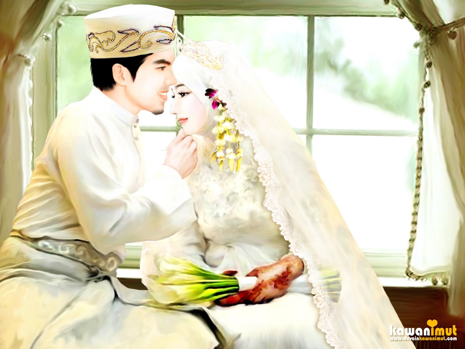 Gambar Kawanimut Koleksi Kartun Pengantin Wedding Putih Melayu