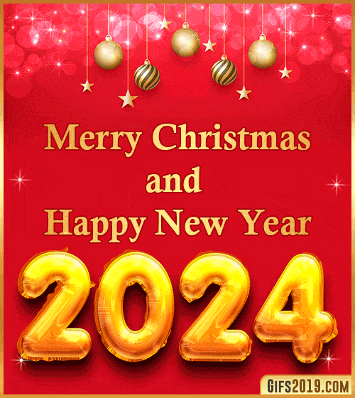 Merry Christmas happy new year 2024 gif