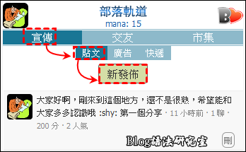 BO部落軌道申請。Step2, 然後再點擊「貼文」》「新發佈」。